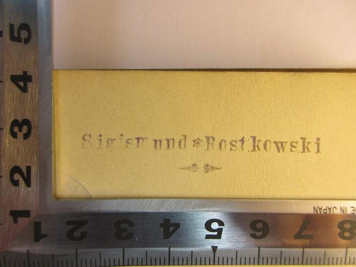 - (Rostkowski, Sigismund), Stempel: Name; 'Sigismund Rostkowski'. 