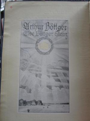 Hr 100 3. Ex.: Versenkung und Heilung (Meditation and Health) ([1928]);- (Böttger, Else;Böttger, Arthur), Etikett: Exlibris, Name, Abbildung; 'Arthur Böttger
Else Böttger Stanz
[...]
Bernd Bauschke'.  (Prototyp)