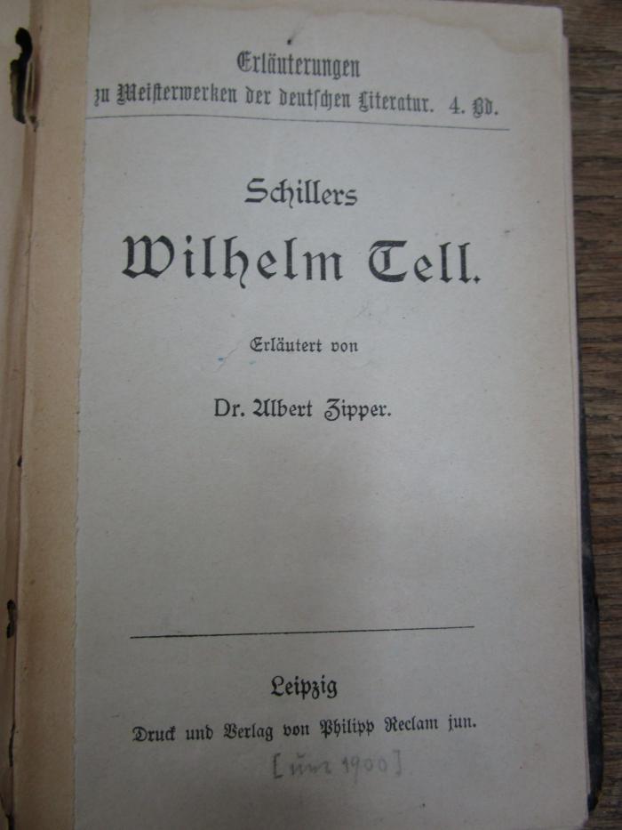 Cg 2606 4: Schillers Wilhelm Tell (um 1900)