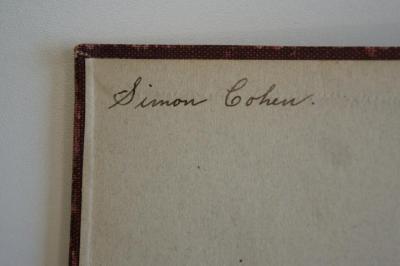 08 023589 : Grundriss einer systematischen Theologie des Judentums auf geschichtlicher Grundlage (1910);- (Cohen, Simon), Von Hand: Autogramm; 'Simon Cohen'. 