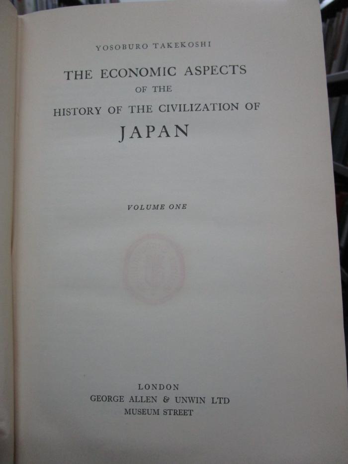 Gf 44 1-3 2. Ex.: The Economic Aspects of the History of the Civilization of Japan ([1930])