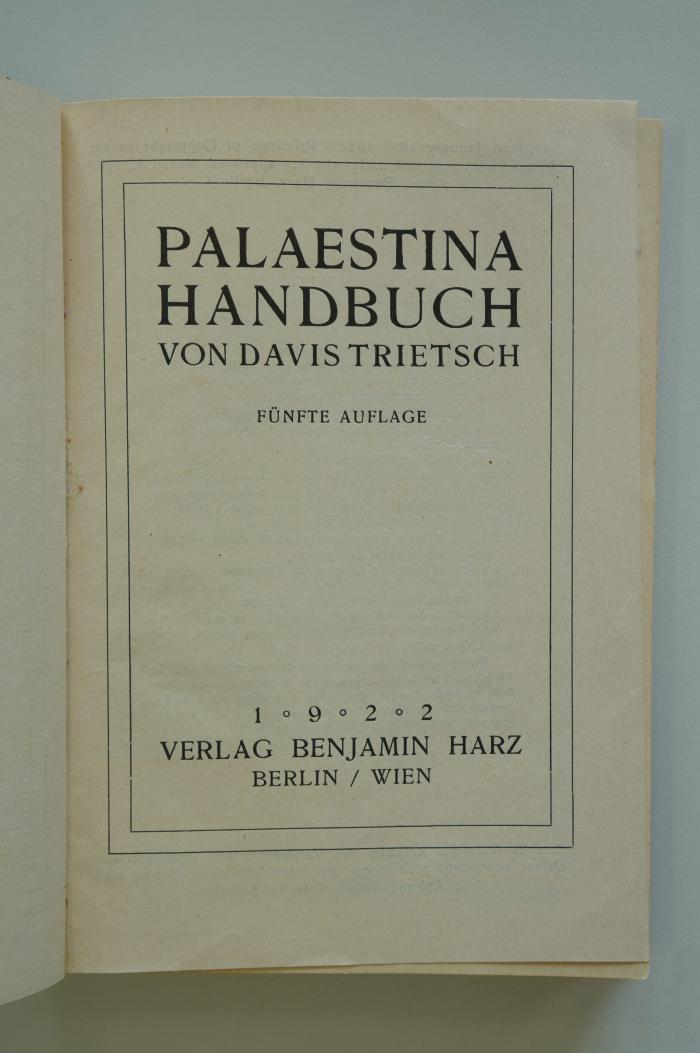 08 025887 : Palaestina Handbuch  (1922)