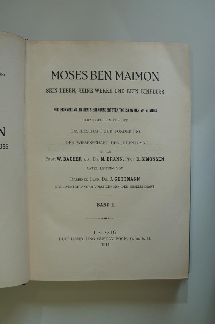 08 029306_b : Moses Ben Maimon : sein Leben, seine Werke und sein Einfluß; zur Erinnerung an den siebenhundertsten Todestag des Maimonides   (1914)