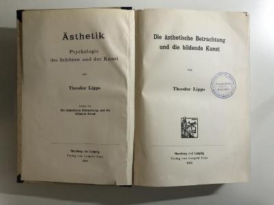 Fdc 539/II (ausgesondert) : Die ästhetische Betrachtung und die bildende Kunst (1906)