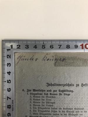 PK 0201 CC 233-1(ausgesondert) : Berliner Sprachenbuch für die Grundschule (1922);- (Krüger, Günter), Von Hand: Name; 'Günter Krüger'. 