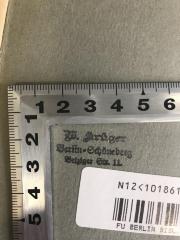 - (Krüger, W.), Stempel: Name, Ortsangabe; 'W. Krüger
Berlin-Schöneberg
Belziger Str. 11'. 