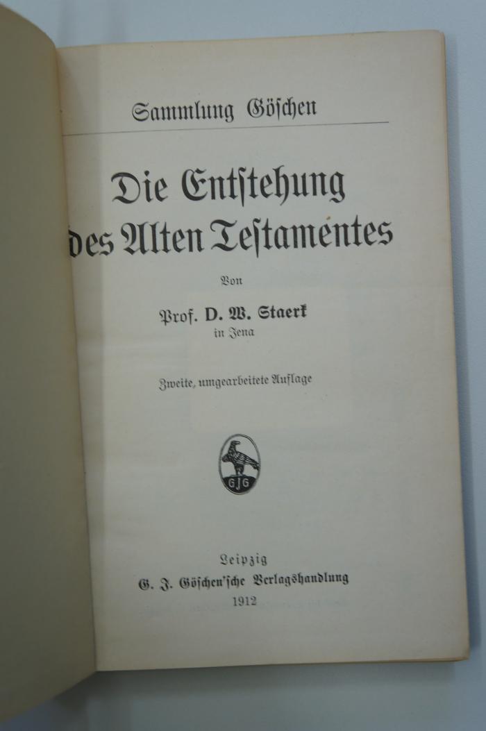 08 049680 : Die Entstehung des Alten Testaments (1912)