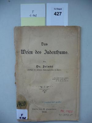 F 1 148: Das Wesen des Judentums. (1902)