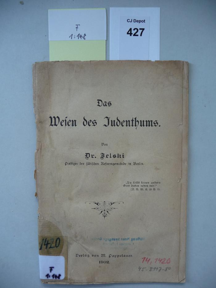 F 1 148: Das Wesen des Judentums. (1902)