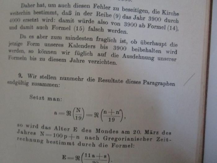 Kb 153: Mondphasen, Osterrechnung und ewiger Kalender (1917);J / 20 (unbekannt), Von Hand: Annotation. 