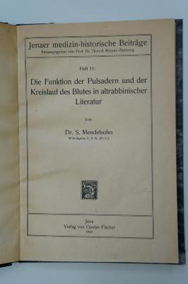 10 024807 : Die Funktion der Pulsadern und der Kreislauf des Blutes in altrabbinischer Literatur (1920)
