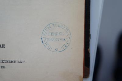94 042836 : Petri Hispani de lingua arabica libri duo (1883);- (Lagarde, Paul de;Gymnasium zu Brandenburg), Stempel: Name; 'Gymnasium zu Brandenburg
Lehrer Bibliothek'. 