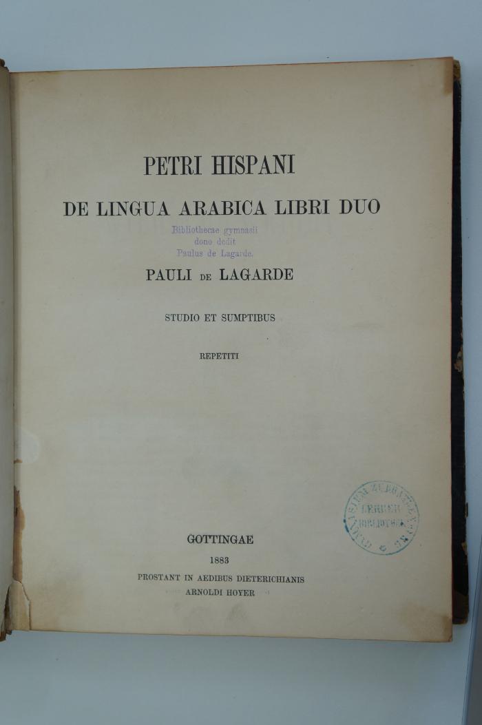 94 042836 : Petri Hispani de lingua arabica libri duo (1883)
