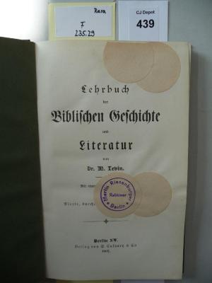 F 235 29 Rara: Lehrbuch der Biblischen Geschichte und Literatur. (1907)