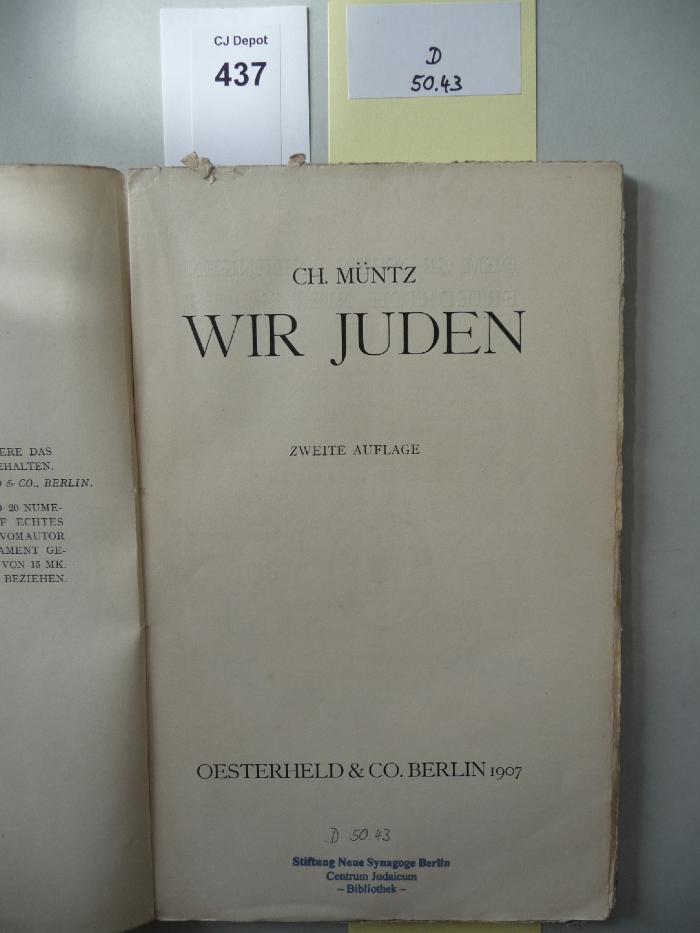 D 50 43: Wir Juden. (1907)