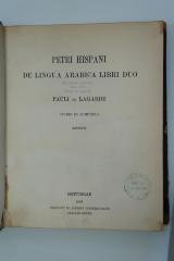 94 042836 : Petri Hispani de lingua arabica libri duo (1883)