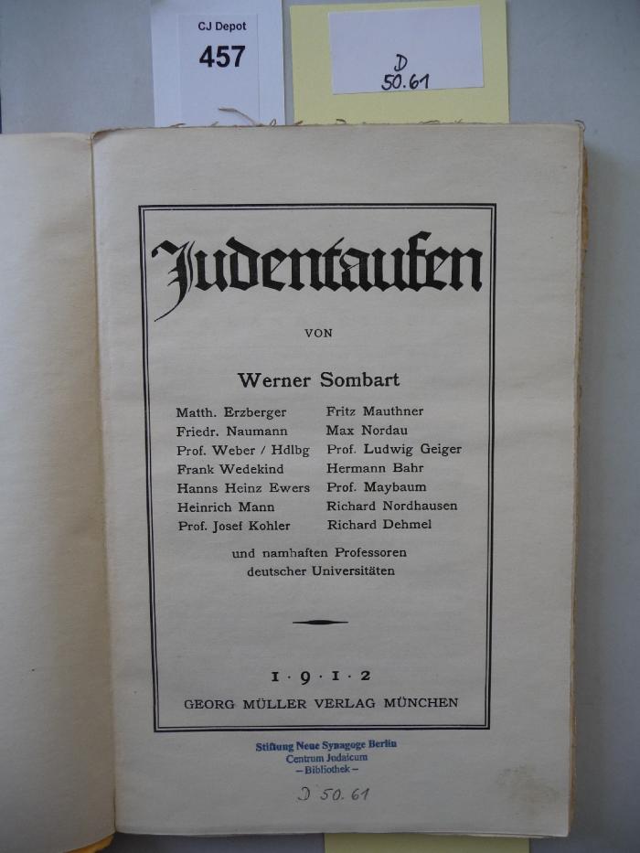 D 50 61: Judentaufen. (1912)