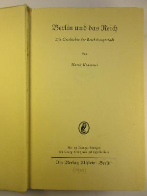 4 F 437 : Berlin und das Reich : Die Geschichte der Reichshauptstadt (1935)