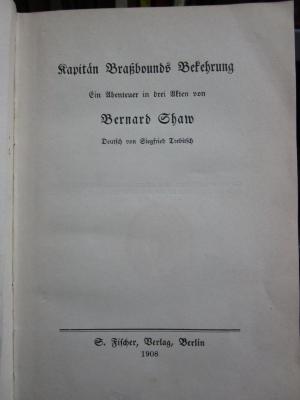 III 81978 3. Ex.: Kapitän Braßbounds Bekehrung : Ein Abenteuer in drei Akten (1908)