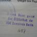 - (Jüdische Gemeinde zu Berlin), Stempel: Name, Berufsangabe/Titel/Branche, Ortsangabe; 'Dieses Buch gehört der Jüd. Gemeinde zu Berlin'.  (Prototyp)