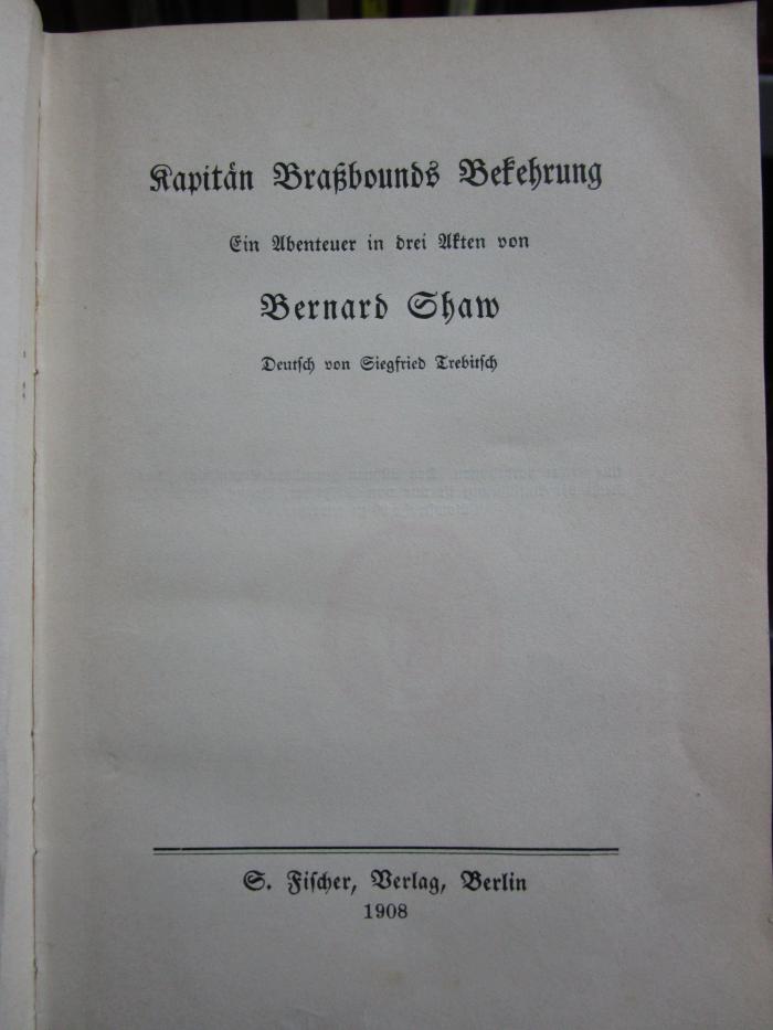 III 81978 3. Ex.: Kapitän Braßbounds Bekehrung : Ein Abenteuer in drei Akten (1908)