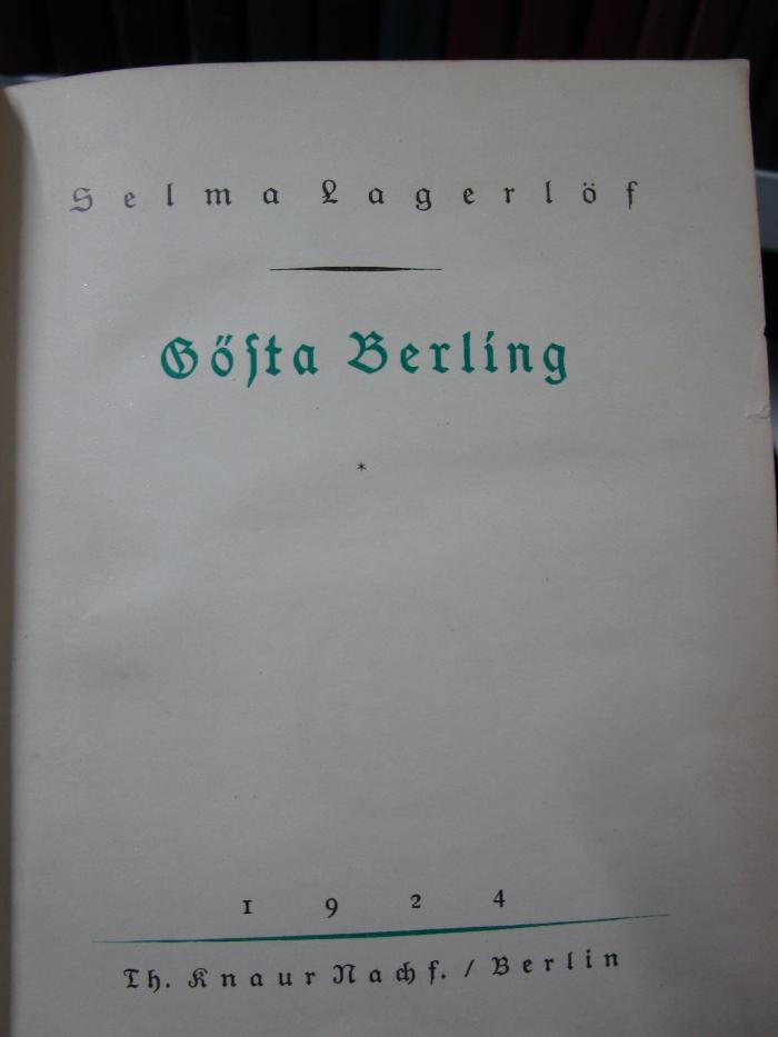 III 96680 2. Ex.: Gösta Berling (1924)