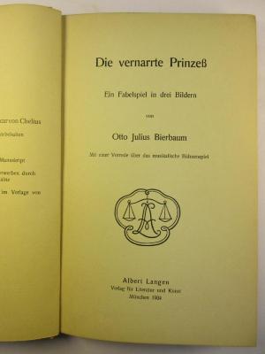 5 L 207 : Die vernarrte Prinzeß : ein Fabelspiel in drei Bildern (1904)