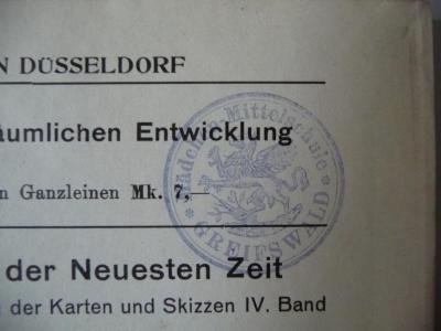 - (Mädchen-Mittelschule Greifswald), Stempel: Ortsangabe, Name; 'Mädchen-Mittelschule Greifswald'.  (Prototyp)