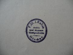 - (F.M.J. Rehse Archiv und Museum f. Zeitgeschichte München), Stempel: Ortsangabe, Name; 'F.M.J. Rehse
Archiv und Museum für Zeitgeschichte
München'.  (Prototyp)