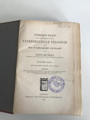 Jcb 594 II (ausgesondert) : Vorlesung zur Einführung in die Experimentelle Pädagogik und ihre psychologischen Grundlagen (1920)