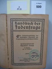 D 51 22: Handbuch der Judenfrage. Eine Zusammenstellung des wichtigsten Materials zur Beurteilung des jüdischen Volkes. (1919)