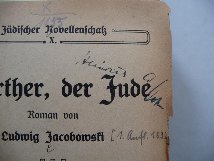 - (Cohn, Heinrich), Von Hand: Autogramm, Name; 'Heinrich Cohn'. 