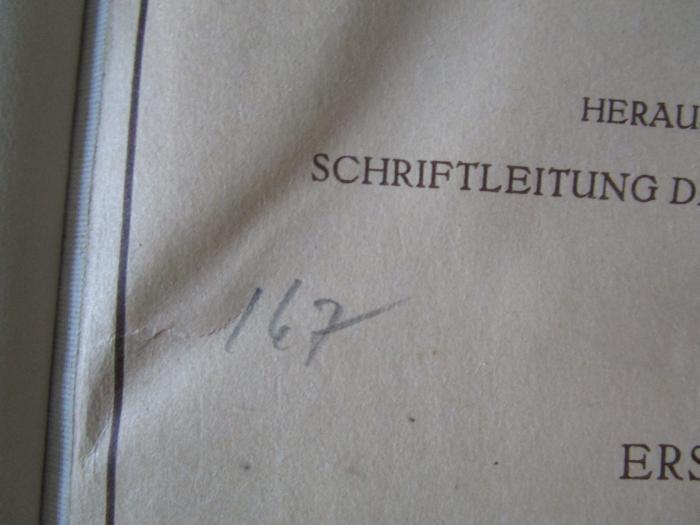 X 828 1 Ers.: Ergebnisse der exakten Naturwissenschaften (1922);J / 116 (unbekannt), Von Hand: Nummer; '167'. 