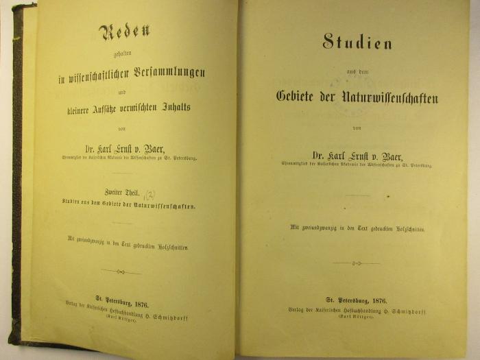 1 S 38 - 2,2 : Studien aus dem Gebiete der Naturwissenschaften (1876)