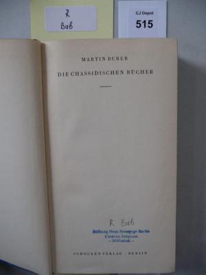 R Bub : Die chassidischen Bücher (1927)