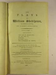 1 M 56 - 1 : Volume 1 : The life of Shakspeare, As you like it, Tempest, Winter's Tale, Two Gentlmen of Verona (1796)