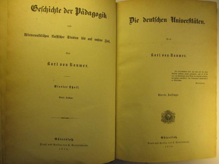 2 G 143 &lt;4&gt; - 4 : Die deutschen Universitäten (1874)