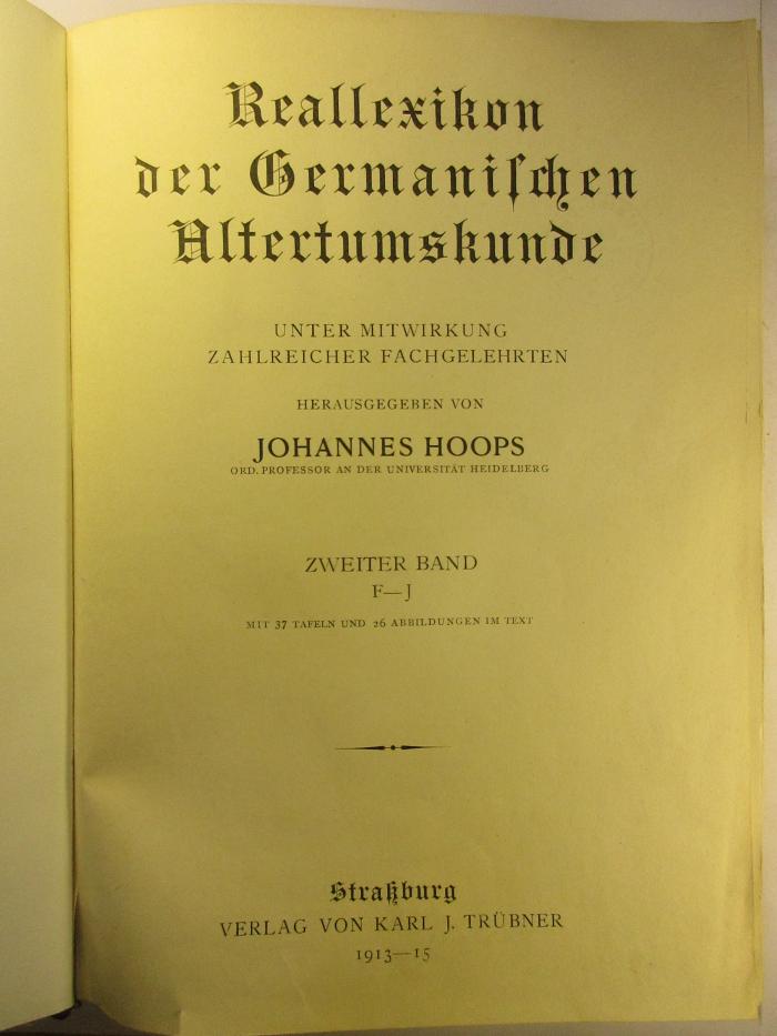 8 F 161 - 2 : Reallexikon der Germanischen Altertumskunde. Zweiter Band: F - J. (1913 - 15)
