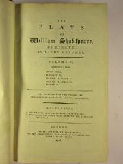 1 M 56 - 6 : Volume 6 : King John, Richard II., Henry IV. Part I., Henry IV. Part II., Henry V. (1796)