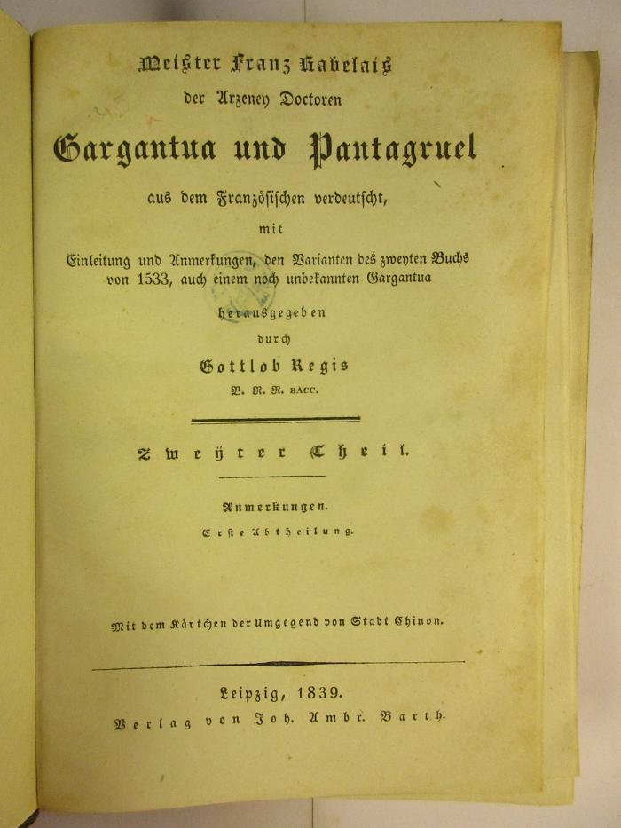 1 N 46 - 2,1 : Gargantua und Pantagruel (1839)
