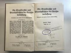 K VIII a 11 (ausgesondert) : Die Grundrechte und Grundpflichten der Reichsverfassung. Kommentare zum zweiten Teil der Reichsverfassung.
Artikel 118-142 (1930)