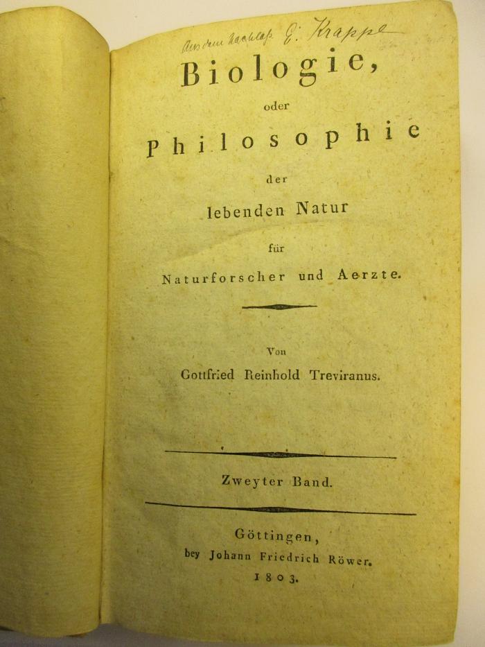 1 S 75 - 2 : Biologie, oder Philosophie der lebenden Natur für Naturforscher und Aerzte (1803)