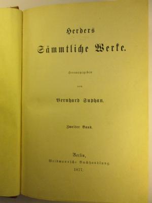 1 L 141-2 : Herders Sämmtliche Werke : 2. (1877)