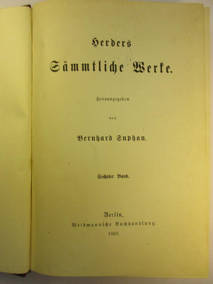 1 L 141-6 : Herders Sämmtliche Werke : 6. (1883)