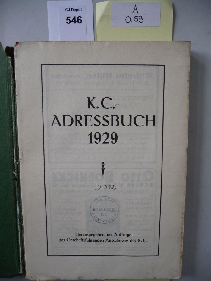 A 0 59: K.C.-Adressbuch 1929. (k.A.)