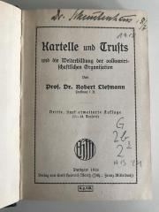 G 2B 2 (ausgesondert) : Kartelle und Trusts und die Weiterbildung der Volkswirtschaftlichen Organisationen (1918)