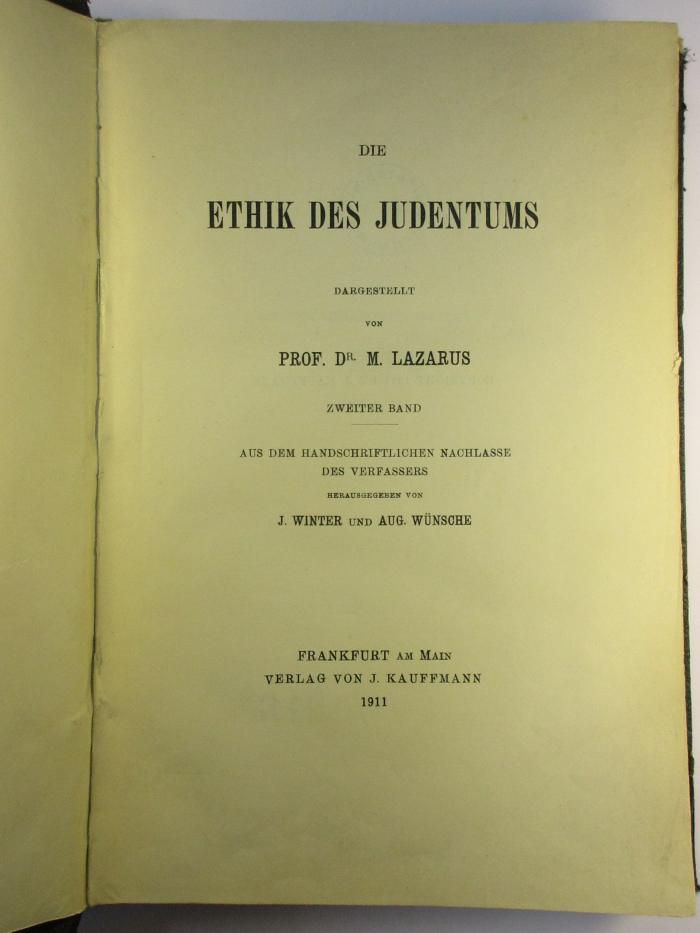 1 P 202-2 : Die Ethik des Judentums (1911)