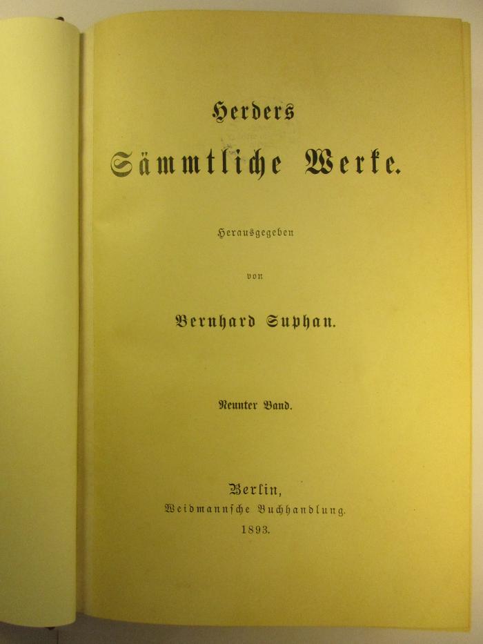 1 L 141-9 : Herders Sämmtliche Werke : 9. (1893)