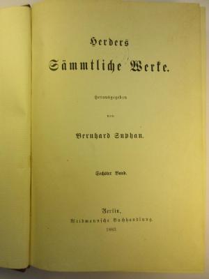 1 L 141-6 : Herders Sämmtliche Werke : 6. (1883)