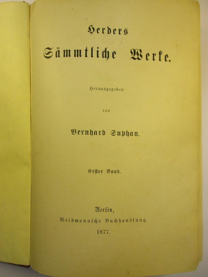 1 L 141-1 : Herders Sämmtliche Werke : 1 (1877)